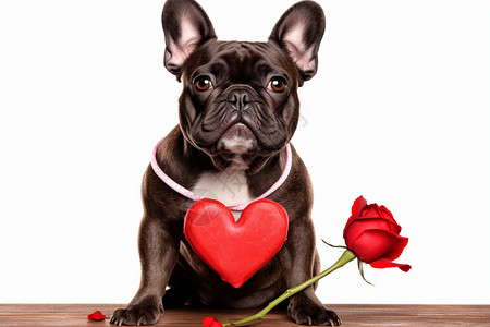 庆祝情人节的狗狗礼物背景图片