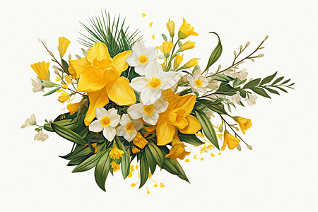 黄色花朵艺术插画图片