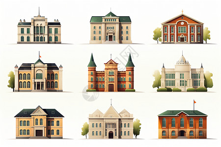 校园建筑绘画背景图片