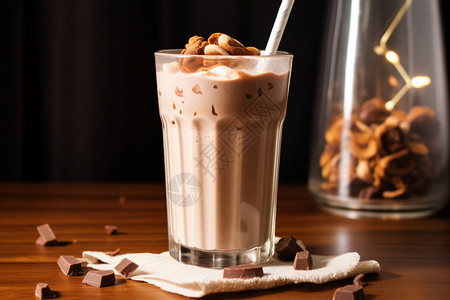 甜品店的巧克力奶茶背景图片