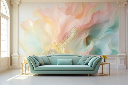 客厅的抽象壁画设计图片