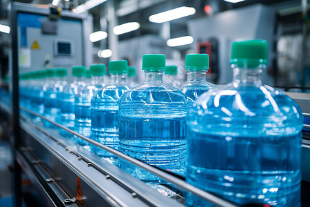 塑料矿泉水瓶样机效果清新的矿泉水瓶生产线背景