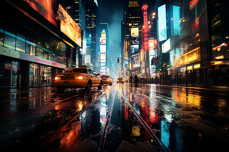 都市雨夜繁忙的都市之夜背景