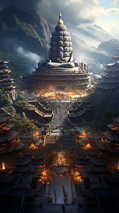 大山里的佛寺图片