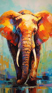 彩绘大象彩绘的大象插画