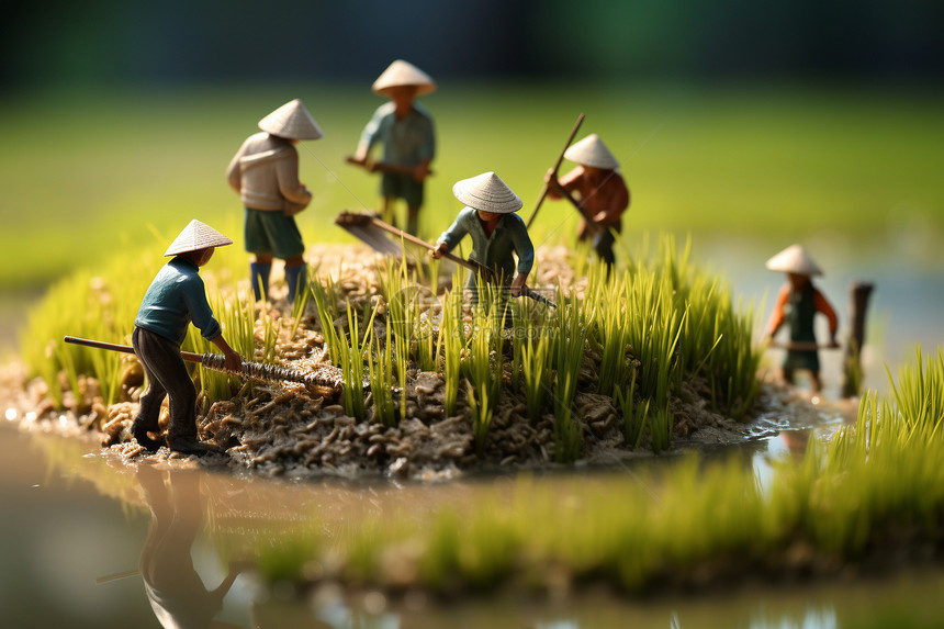 稻田上的农民图片