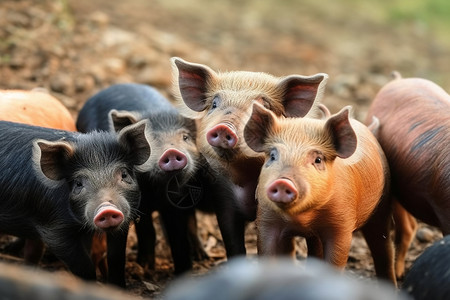 一群猪在泥浆中图片