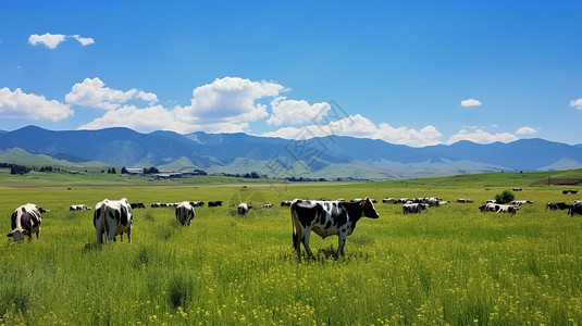 放牧的奶牛田园上的奶牛背景