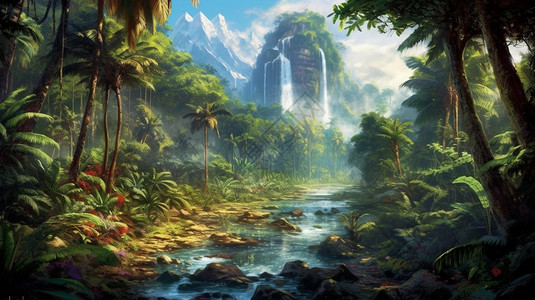 热带雨林景观插画