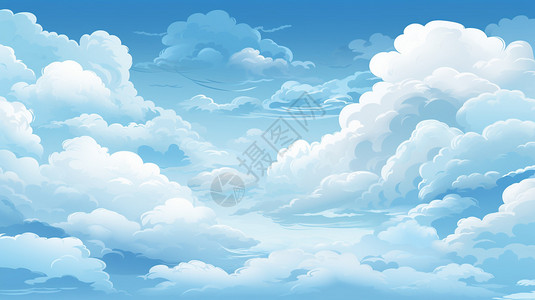 天空上云彩天空上的白云插画