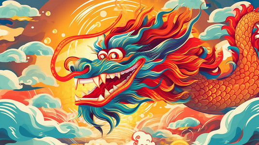 卡通的中国金龙背景图片