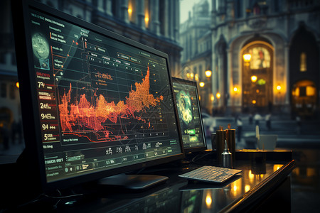 现代证券交易所的大屏幕背景图片