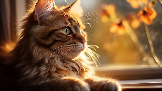 阳光下的猫咪背景图片