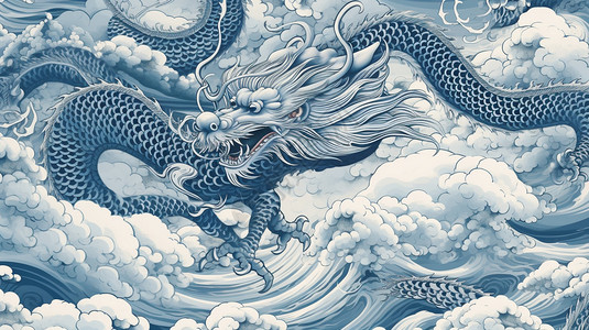 海上的中国龙背景图片