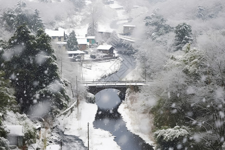 乡村的雪景图片