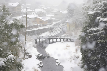 凝结尾冬日乡村的雪景背景