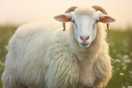 牧场上的角羊高清图片