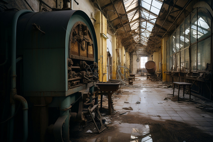 废墟中的工厂图片