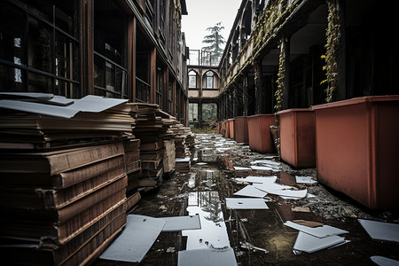 破旧的工厂废墟背景图片