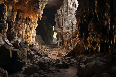 古老洞穴内的一扇小门图片
