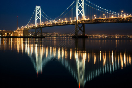 奥克兰夜景旧金山海湾大桥背景