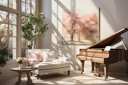 优雅舒适的琴房背景图片