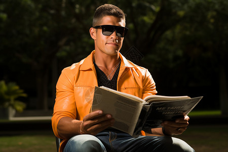 男子阅读书籍图片