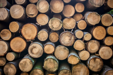 枯木堆积森林锯木厂高清图片