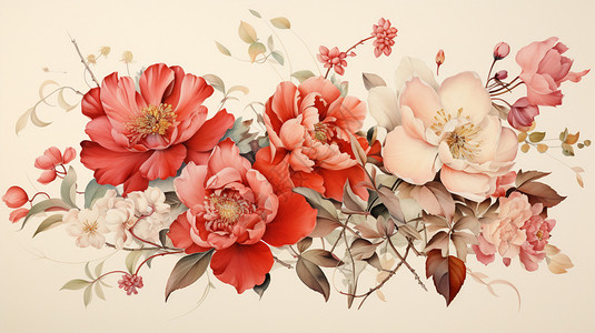 漂亮的中国画的花朵背景图片