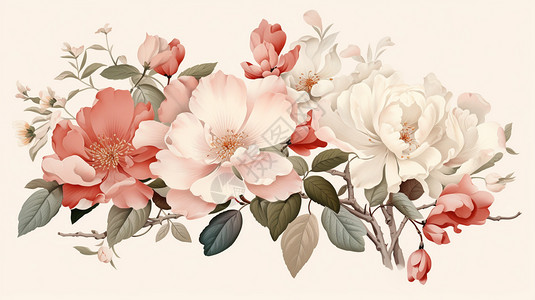 中国画的花朵背景图片