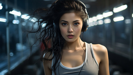 运动风亚洲女人背景图片
