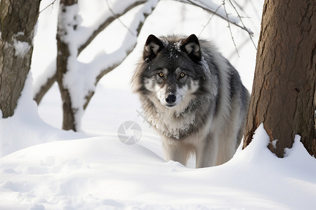 森林中的黑狼高清图片
