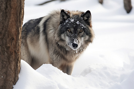 雪地凶猛的狼高清图片