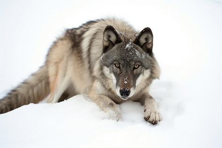 冬日狼影凶猛的掠食者高清图片