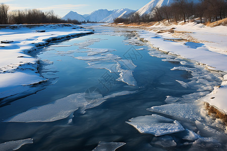 与雪凝结的河流·高清图片