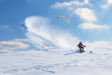 冬季雪地上的滑雪冒险图片