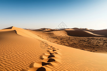 骆驼踏痕下的金黄沙漠图片