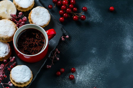 圣诞糕点与咖啡背景图片