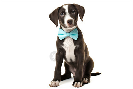 带蝴蝶结的小狗带着蓝色领结的小狗背景