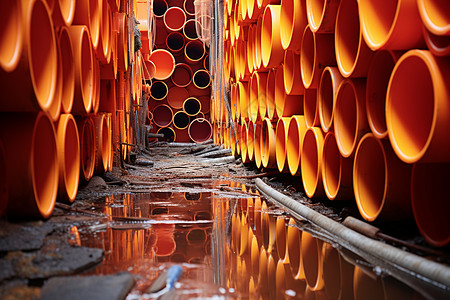 橙色疏水管制造业疏水的高清图片