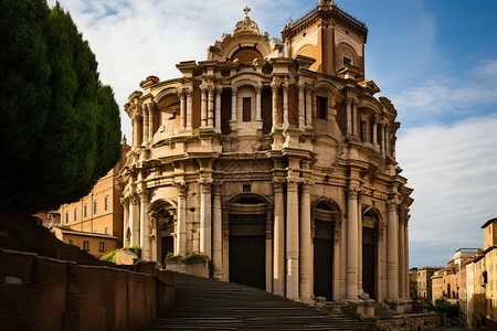 卢卡古罗马风格的建筑背景