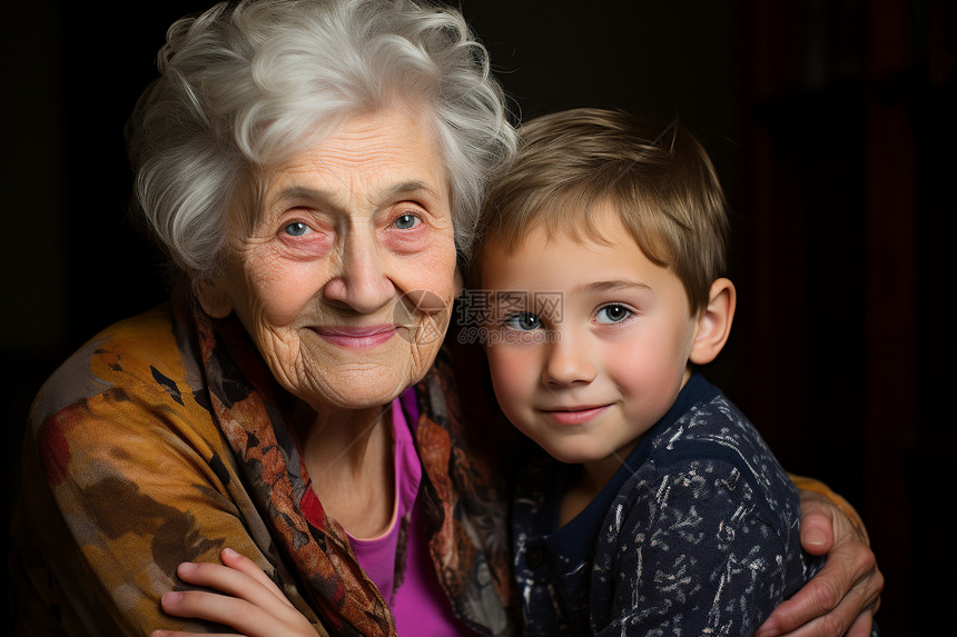 奶奶和孙子图片