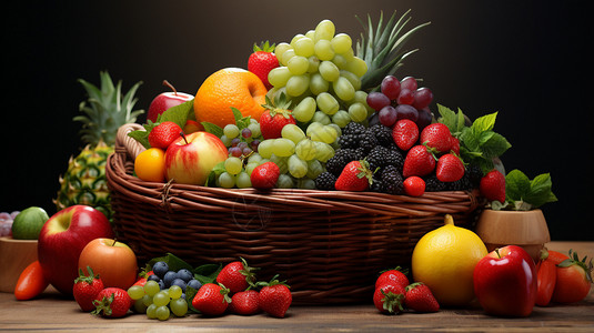 丰盛的水果篮背景图片