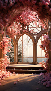 玫瑰花冠花冠拱门背景