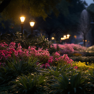 夜晚的花草树木背景图片
