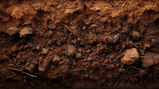 松散的土壤土层剖面高清图片