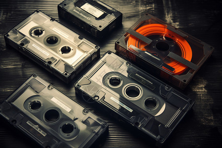 磁带录音机复古磁带与录音机背景