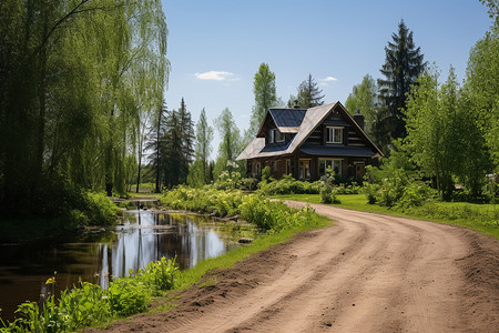 俄罗斯森林俄罗斯乡村小屋背景
