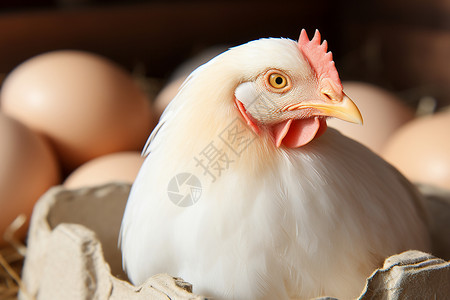 母鸡孵蛋背景