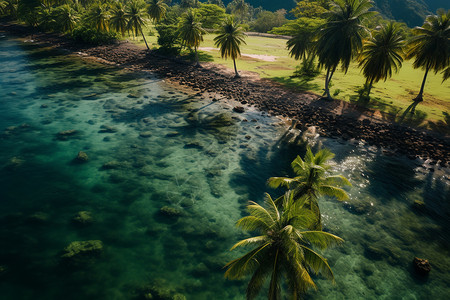 热带岛屿与椰树图片